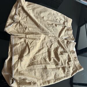 Striped yellow/tan and white shorts